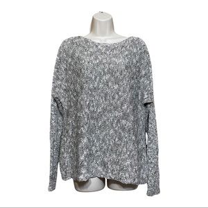 Vince Women Texture Dolman Sleeve Sweater Chunky Knit Heather Gray Linen Blend L